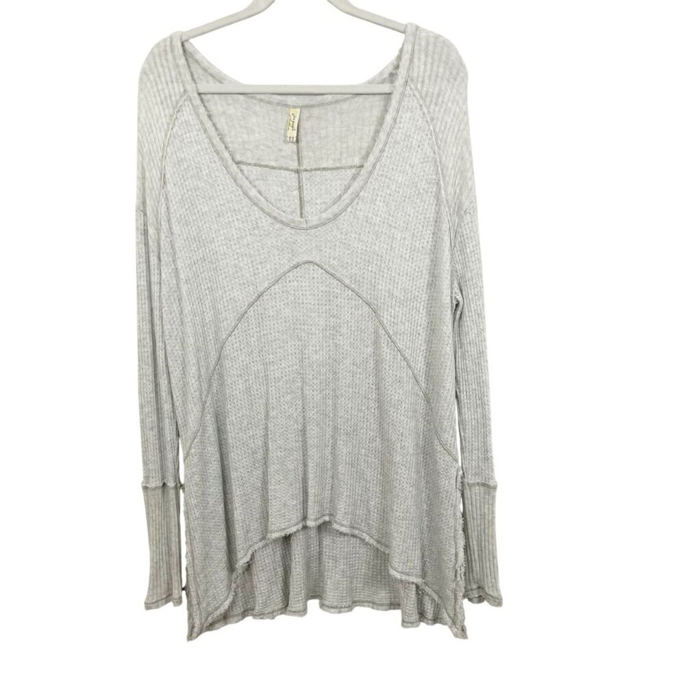 Free People Light‎ Gray Waffle Knit Thermal Drippy Tunic - Size Medium
